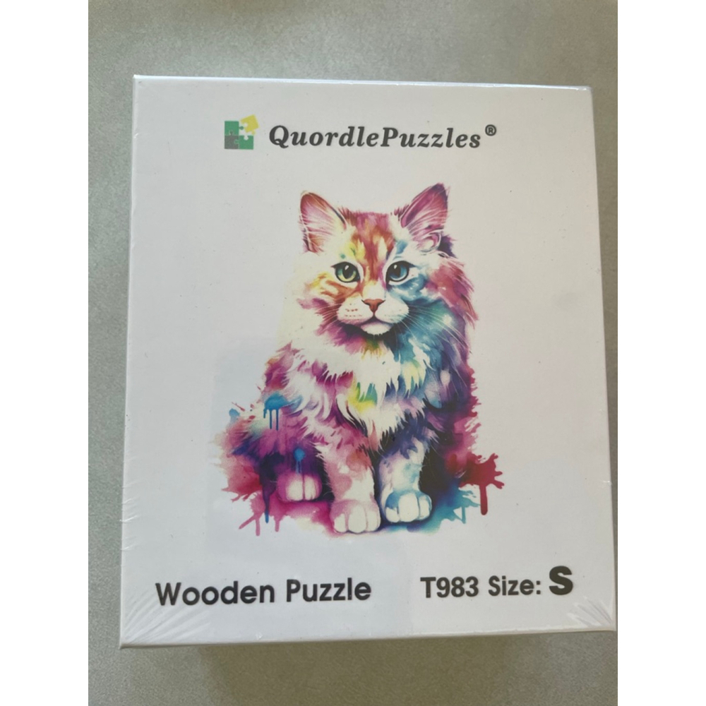 Quordle Puzzels Cat Wooden Puzzle Multicolor